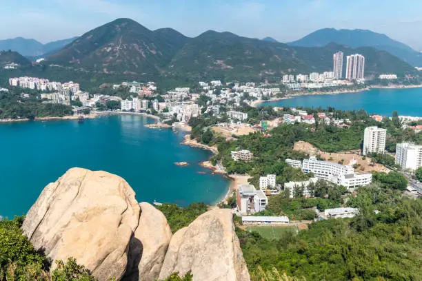 Photo of Ariel view of Stanley bay seen from Che Pau Teng-Rhino Rock trail in Stanley, Hong Kong