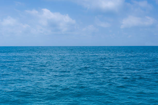 Calm Sea and Blue Sky Background.