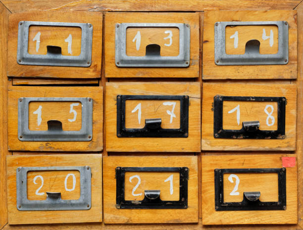 istock Old wooden cabinet, front view 1296181290