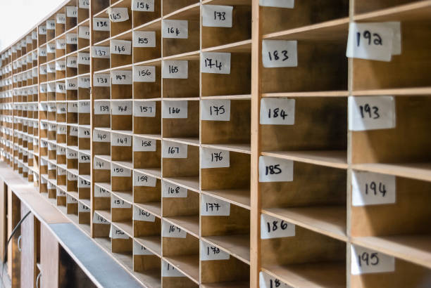 Numbered pigeon holes in an abandoned office