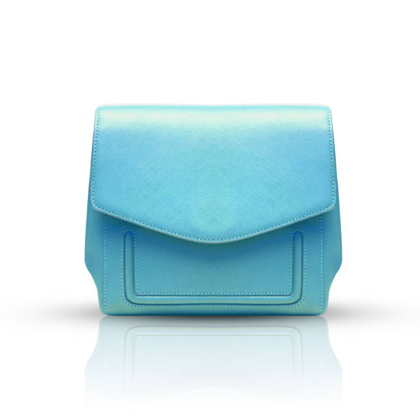 istock Blue fashion hand bag leather isolated on white background with clipping path 1296182231