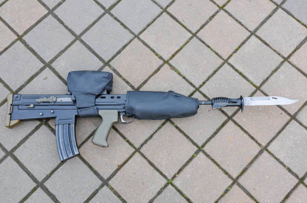 istock Assault rifle fitted with a bayonet 1296184896
