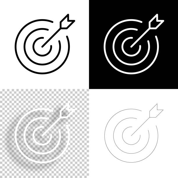 целевой. икона для дизайна. пустой, белый и черный фоны - значок линии - bulls eye dart target arrow sign stock illustrations
