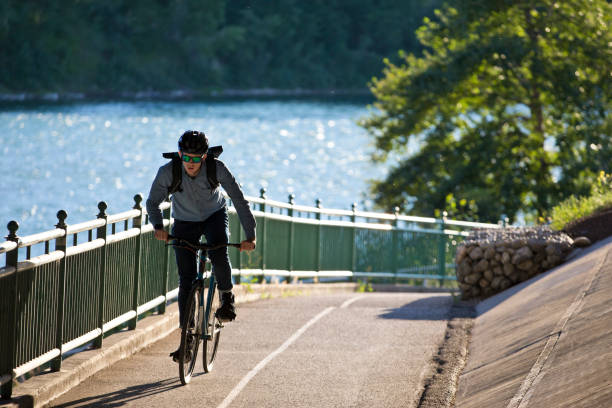 istock Bicycle Commuter Bike Lane 1296191945