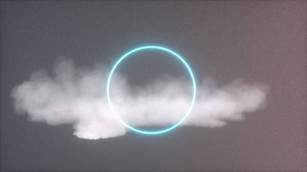 istock Coud and neon rings and noise background, computer generated. 3d rendering abstract sky 1296193645