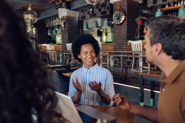 istock Business partners gathering at the restaurant 1296195701