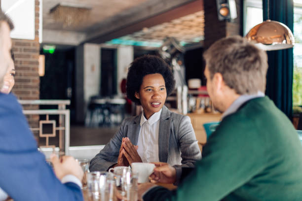 istock Business partners having a meeting at the cafe 1296196563