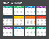 istock 2022 English Calendar Template Design 1296197184