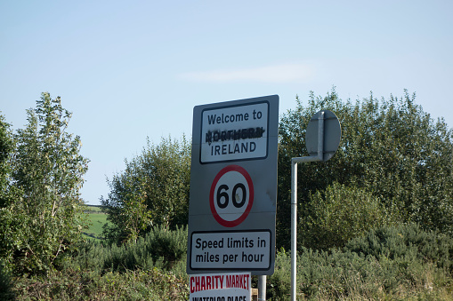 Brexit border between the Republic of Ireland and Northern Ireland in the UK