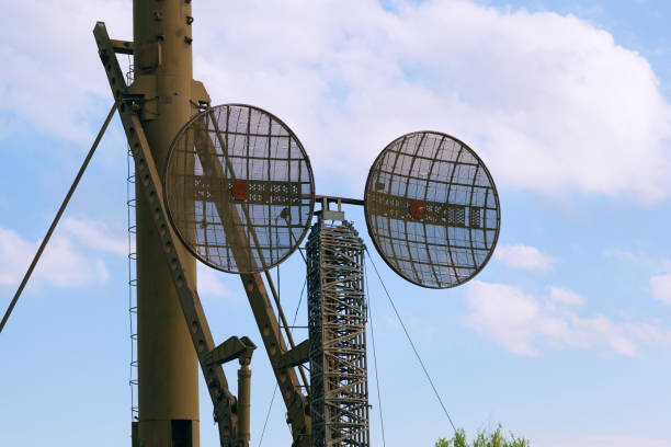 Military locator in the open air. Big radar