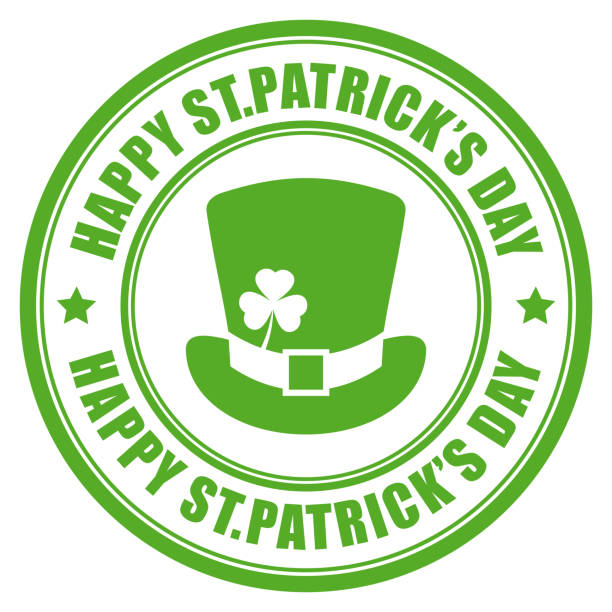 illustrazioni stock, clip art, cartoni animati e icone di tendenza di etichetta vettoriale happy st patrick's day - leprechaun st patricks day cartoon luck