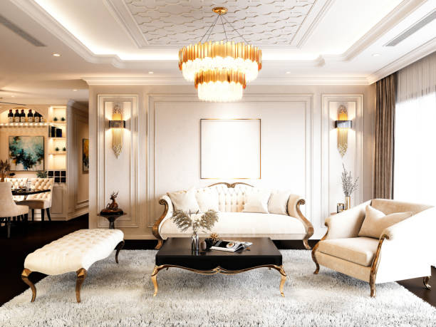 istock 3d render of luxury home interior and living room 1296207493