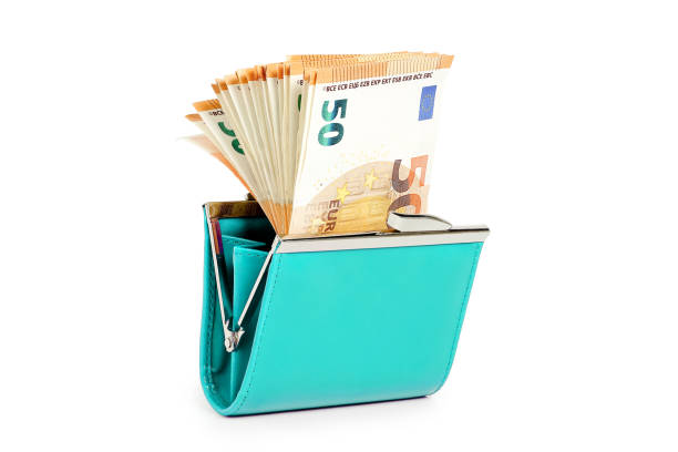 purse with money stock photo