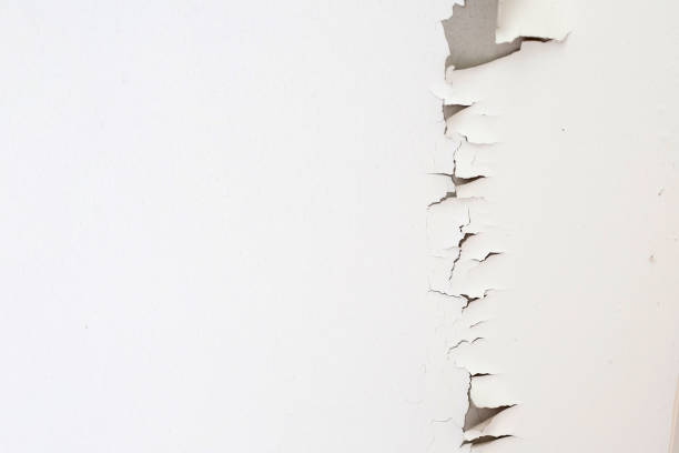 istock White color paint peeling off on ceiling house. Under the roof 1296219486