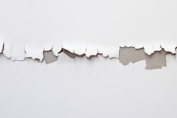 istock White color paint peeling off on ceiling house. Under the roof 1296219538