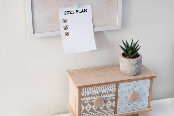 istock note paper 2021 goals text on it to apply new year resolutions and plan. 1296221456