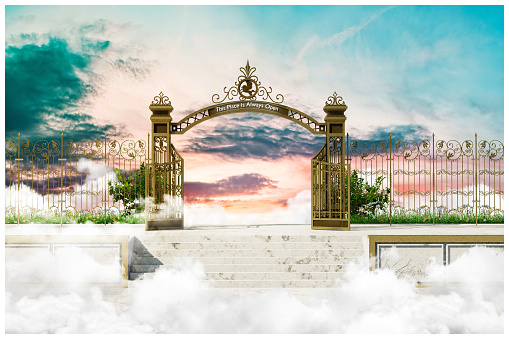 heaven gate, this place is always open, 3d illustration
