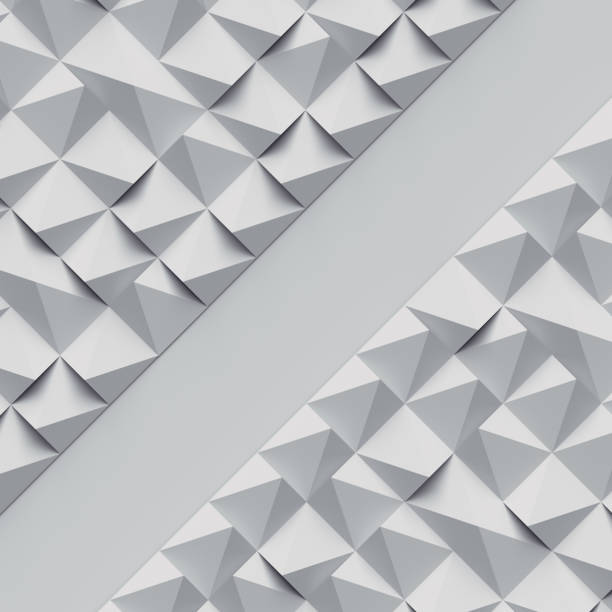istock White template with place for your text or logo. Pattern of randomly arranged geometric shapes. 3d render illustration 1296222494