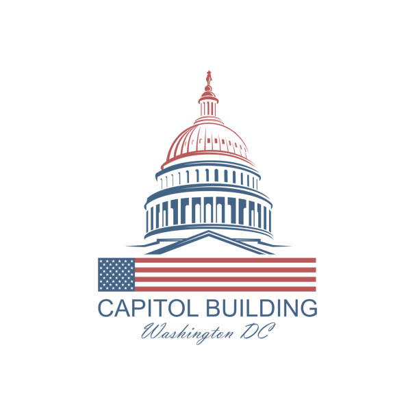 capitol building icon United States Capitol building icon in Washington DC isolated on white backgrpound senate stock illustrations