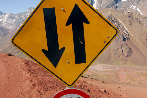 istock contraflow lane traffic sign or road sign 1296230088