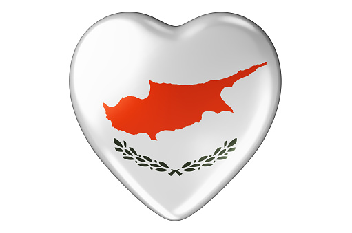 Heart with Cypriot flag, 3D rendering isolated on white background
