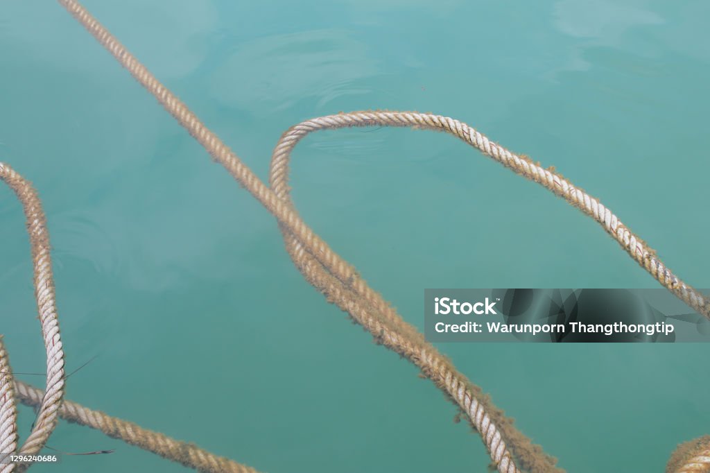 Rope Floating On Surface Of The Deep Blue Sea Background Covered With ...