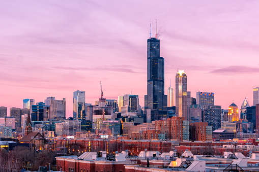 Chicago Cityscape at Sunset