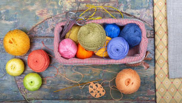 istock A crochet set on a shabby wooden table 1296257485