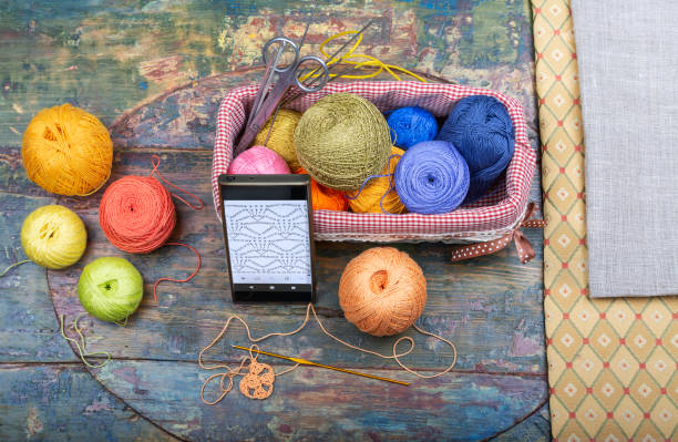 istock A crochet set and a smartphone are layout on a shabby wooden table 1296257496