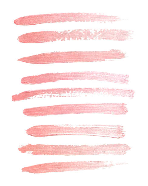 A collection of brush strokes of pale pink paint. Artistic acrylic paint strokes. A collection of brush strokes of pale pink paint. Artistic acrylic paint strokes. Beautiful textured soft pink strokes on a white background. pale pink lipstick stock pictures, royalty-free photos & images