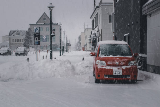 winterlandschaft in biei stadt, hokkaido. - biei stadt stock-fotos und bilder