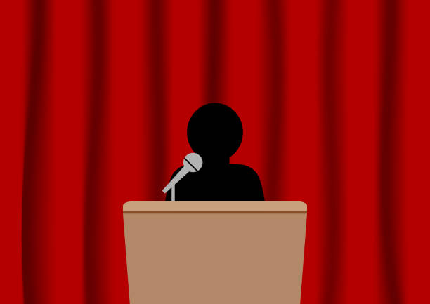 istock illustration of greeting speech,press conference   red curtain 1296270225