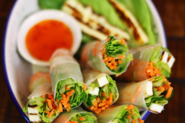 istock Closeup of fresh vegetable rolls 1296274057
