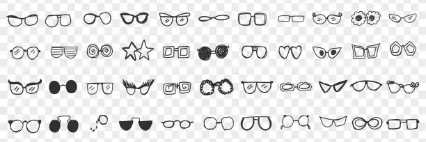 Vector illustration of Various stylish sunglasses doodle set