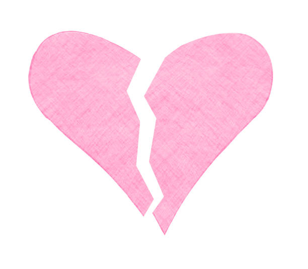 One Broken heart vector icon in pink and white color Square shaped white backgrounds vector illustration of one pink coloured broken heart. Apt for use as an icon, wallpaper or a template for a heart break, relationship break ups, heartache, divorce, infidelity. divorce patterns stock illustrations