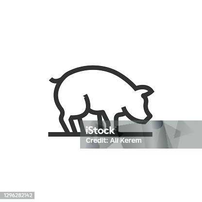 istock Pig Line Icon 1296282142