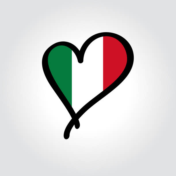 Italian flag heart-shaped hand drawn logo. Vector illustration. Italian flag heart-shaped hand drawn logo template. Vector illustration. italy flag drawing stock illustrations