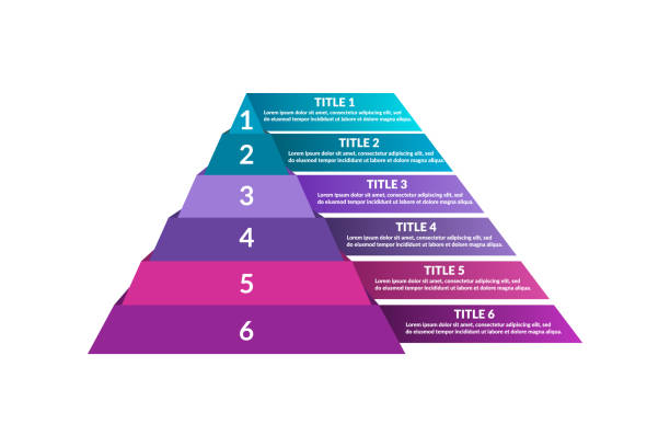 красочная инфографика в форме пирамиды. шесть шагов или вариантов. - pyramid stock illustrations