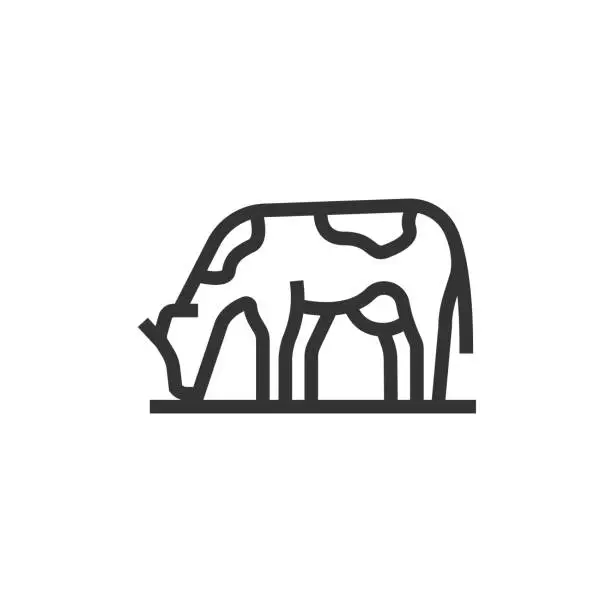 Vector illustration of Cattle Farming Line Icon