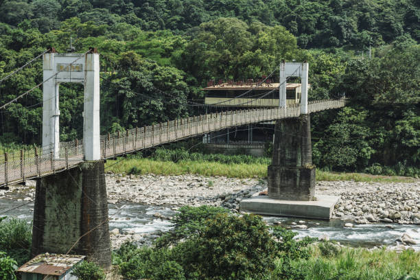 Panoramic view over suspension bridge in the Taroko national park on Taiwan