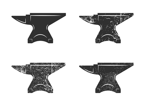 Blacksmith anvil icon shape symbol. Iron smith workshop logo sign. Vector illustration image. Isolated on white background.