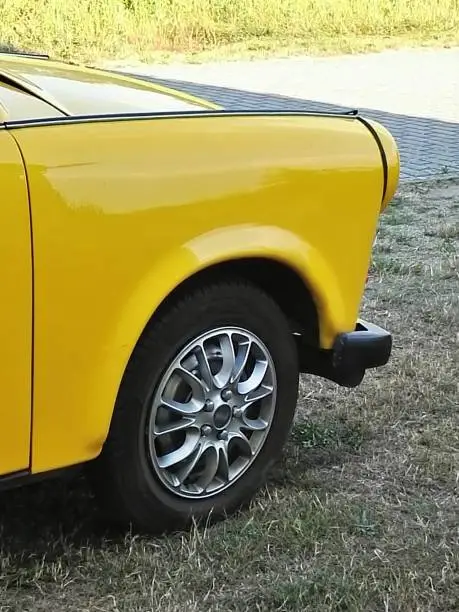 Yellow Trabant Convertible, Oderbruch, Ostalgie, Nostalgia, Summer 2020