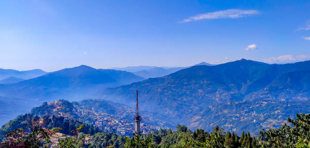 istock Colorful hill station and cloudy blue sky 1296294393