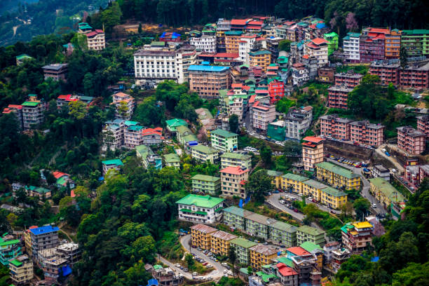 istock Colorful hill station and cloudy blue sky 1296295395