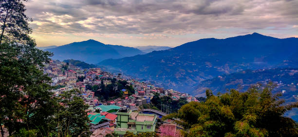istock Colorful hill station and cloudy blue sky 1296296005