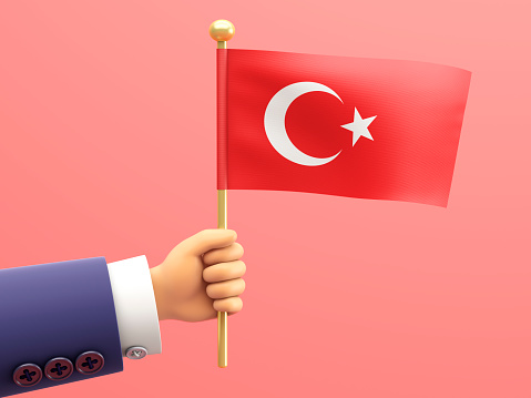 Flag of United States of America (USA) and Turkey, allies and friendly countries, unity, togetherness, handshake, support