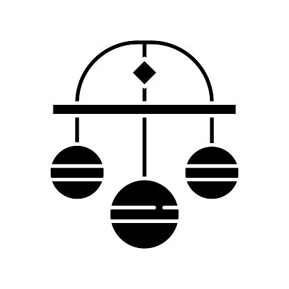 Pawn symbol black glyph icon. Three spheres suspended from bar. Monetary success symbol. Pawnbrokers symbolic meaning. Lombard banking. Silhouette symbol on white space. Vector isolated illustration