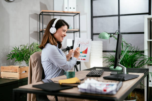 istock Businesswoman is having a video call on computer. 1296299235