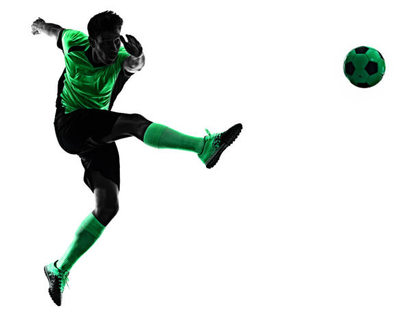 istock young soccer player man silhouette shadow isolated white background 1296300385