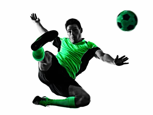 istock young soccer player man silhouette shadow isolated white background 1296300417
